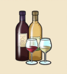 ワイン:山梨県のおみやげ 甲州ブドウから造られるワイン。さわやかな酸味で上品な味わい。