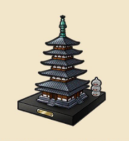 五重の塔の置物:奈良県のおみやげ 5つの屋根は それぞれの世界を示し仏教の宇宙観を表しているらしい。